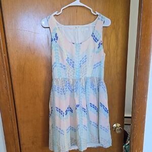 Shoshanna Cream and Blue Dress